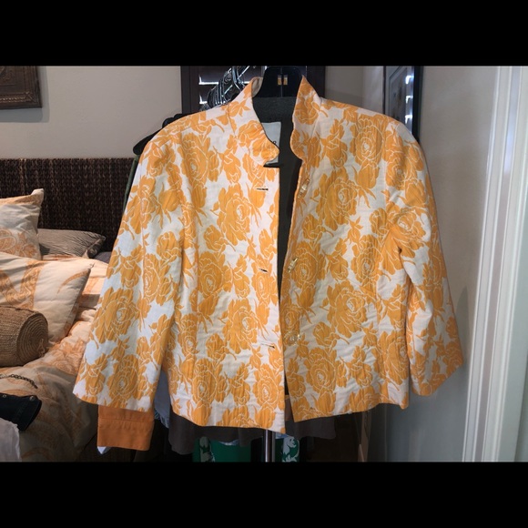 WALTER short blazer pale orange and cream print 6